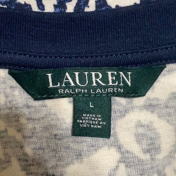 Lauren Ralph Lauren Crewneck T-Shirt Ikat Print Cotton Women’s Size L - Picture 8 of 9